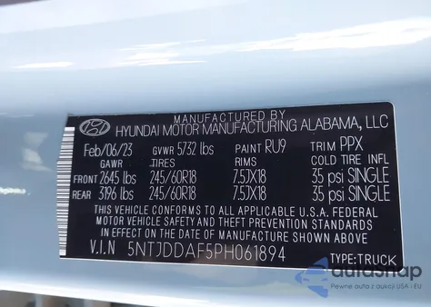 2023 Hyundai Santa Cruz Sel Premium from USA, damaged, VIN 5NTJDDAF5PH061894